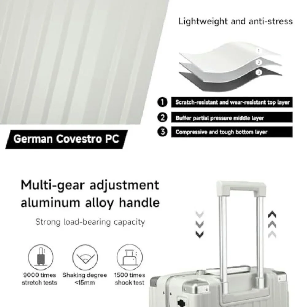 20 Inch Hard Shell Carry-On Luggage with USB Port & Cup Holder